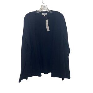Birch NY Open Front Cardigan Sweater Womens Black Large New Gold Button Cuffs